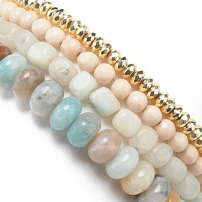 4Pcs 4 Style Natural & Synthetic Mixed Gemstone Stretch Bracelets Set BJEW-JB09003-1