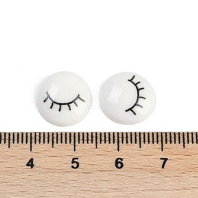 White and Black Flat Round Cartoon Resin Cabochons LS-CRES-Q009-01D-1