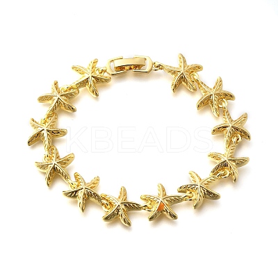 Summer Beach Brass Starfish Link Chain Bracelets BJEW-C118-04G-1
