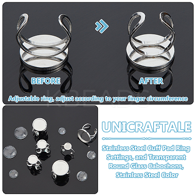 201 Stainless Steel Cuff Pad Ring Settings DIY-UN0055-90-1