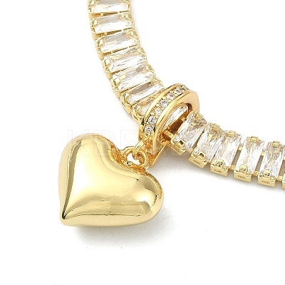 Brass Heart Charm Bracelets BJEW-F450-03G-1
