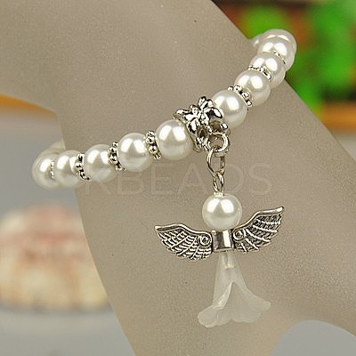 Lovely Wedding Dress Angel Bracelets for Kids BJEW-JB00727-19-1