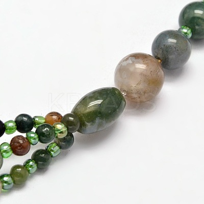 Natural Moss Agate Graduated Beaded Necklaces NJEW-F113-01C-1