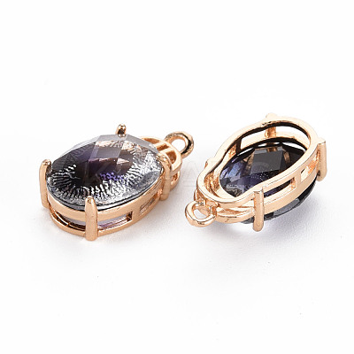 Rack Plating Brass Micro Pave Clear Cubic Zirconia Pendants KK-T060-62-RS-1