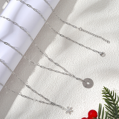 10Pcs 667 Stainless Steel Paperclip Chain Necklaces NJEW-BBC0001-48A-P-1