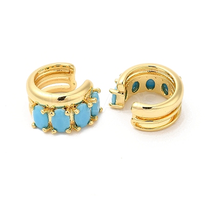 Real 16K Gold Plated Brass Cuff Earrings with Rhinestone for Women EJEW-D065-07G-02-1