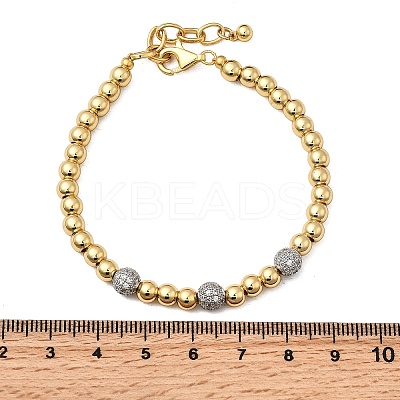Round Brass Beads Bracelets for Women BJEW-K244-09G-1