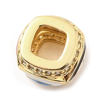 Rack Plating Brass Micro Pave Cubic Zirconia Evil Eye European Beads with Enamel KK-M247-34G-06-1