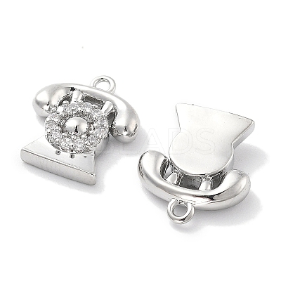 Rack Plating Brass Clear Cubic Zirconia Pendants KK-M102-14P-A-1