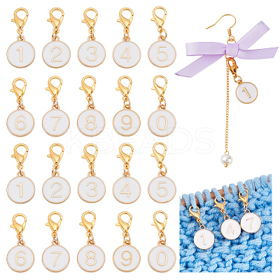 20Pcs 10 Styles Alloy Enamel Pendant Locking Stitch Markers HJEW-PH02070-1