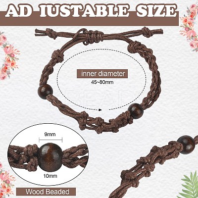 4Pcs 2 Colors Waxed Cotton Macrame Pouch Empty Stone Holder for Link Braclets Making BJEW-CJ0001-03-1