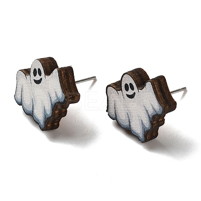 Wood Stud Earrings EJEW-Z054-02I-1