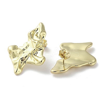 Rack Plating Brass Twist Leaf Stud Earrings EJEW-M237-08G-1