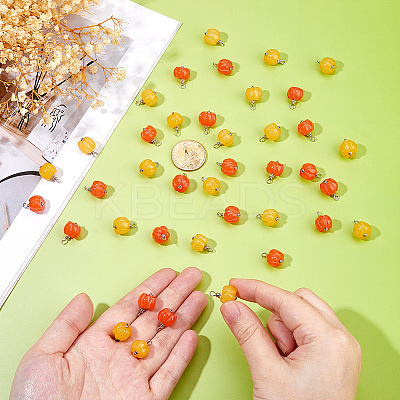 40Pcs 2 Colors Opaque Resin Vegetable Pendants PALLOY-FH00153-1