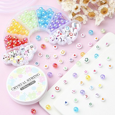 302Pcs 9 Style Transparent & Opaque Rainbow Iridescent Acrylic Beadss Plated and Enamel MACR-CJ0001-55-1