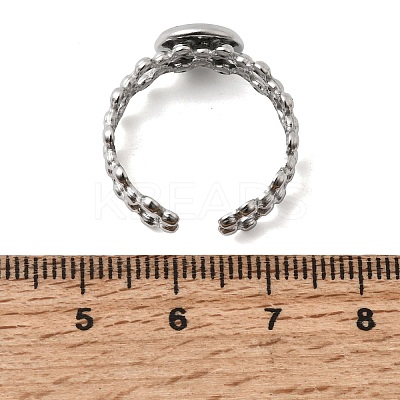 Hollow Flower 304 Stainless Steel Cuff Ring Components STAS-P454-03A-P-1