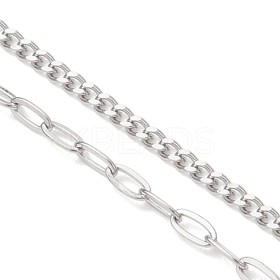 304 Stainless Steel Paperclip Chain Curb Chain Slider Necklace Making AJEW-JB01531-1