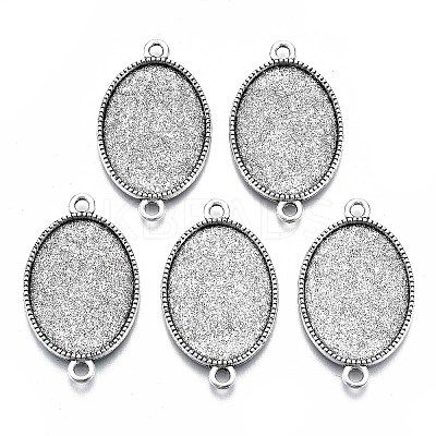 Tibetan Style Oval Alloy Cabochon Connector Settings LS-TIBE-Q038-002B-AS-RS-1