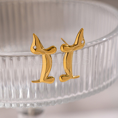304 Stainless Steel Dog Stud Earrings for Women UX9475-1