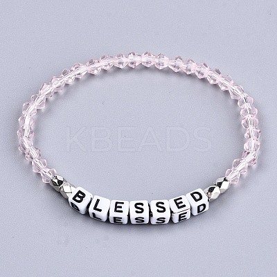 Faceted Bicone Glass Beads Stretch Bracelets BJEW-T016-01E-1