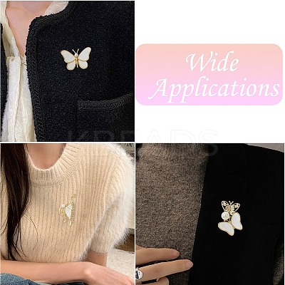 5Pcs 5 Styles Butterfly Alloy Rhinestone Brooches JEWB-CJ0001-33-1