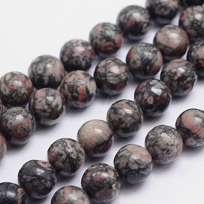 Round Natural Fossil Bead Strands G-L419-49A-1