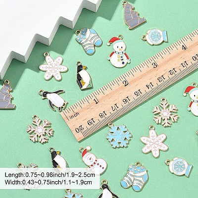 10Pcs 10 Styles Winter Themed Alloy Enamel Pendants ENAM-YW0005-21-1