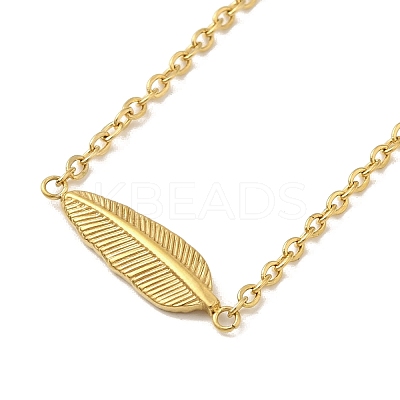 Ion Plating(IP) 304 Stainless Steel Feather Pendant Necklaces & Bracelets & Stud Earrings Sets for Women SJEW-C004-10G-1