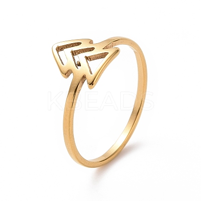Ion Plating(IP) 201 Stainless Steel Arrow Mark Finger Ring for Women RJEW-J051-05G-1