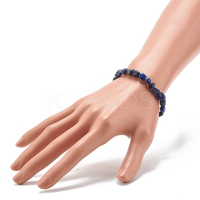 Natural Lapis Lazuli Nuggets Beads Stretch Bracelet BJEW-JB07144-03-1