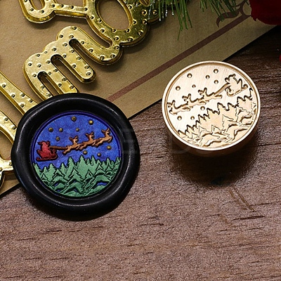 Christmas Series Wax Seal Brass Stamp Head AJEW-M037-01G-06-1