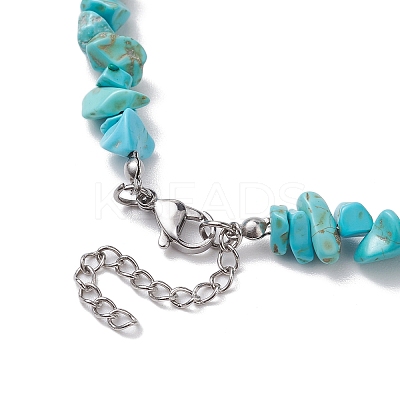 Synthetic Turquoise & Natural Quartz Crystal Chips Beaded Necklaces for Women NJEW-TA00148-1