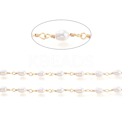 3.28 Feet Freshwater Pearl Beaded Chains X-CHC-K009-21G-1