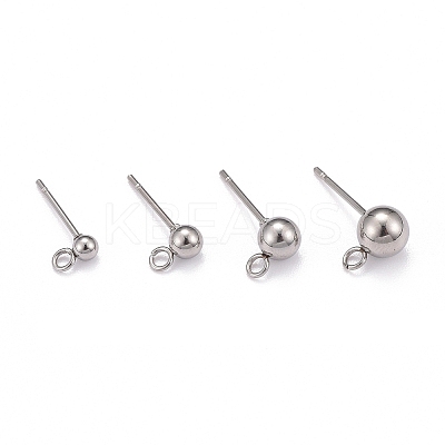 Non-Tarnish 40Pcs 4 Styles 202 Stainless Steel Ball Stud Earring Findings STAS-LS0001-13P-1