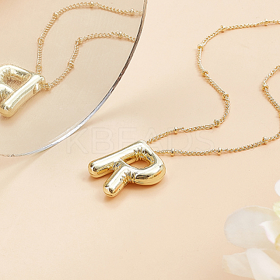 1pc Brass Chain with Alloy Letter Pendants Necklaces NJEW-LP0001-41R-G-1