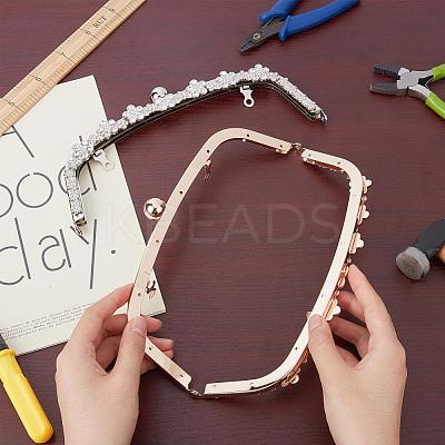 2 Sets 2 Colors Iron with Glass Rhinestone Purse Frame Handle FIND-WR0001-14-1