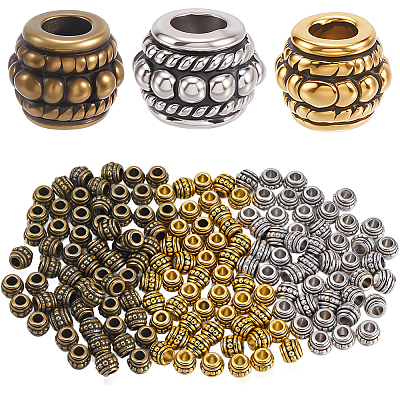 180Pcs 3 Styles Tibetan Alloy Beads TIBE-PA0001-01-1