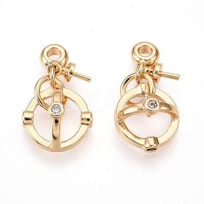 Brass Micro Pave Cubic Zirconia Peg Bails Pendants KK-U056-56G-1