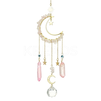 Moon & Star Brass Hanging Ornaments HJEW-TA00095-01-1