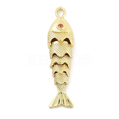 Fish Rack Plating Brass Micro Pave Cubic Zirconia Pendants KK-Z071-72B-01G-1
