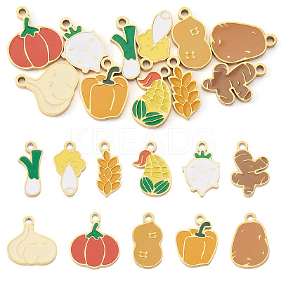 11Pcs 11 Styles Vegetables 304 Stainless Steel Enamel Charms STAS-TA0005-46-1