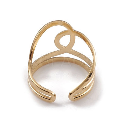 Ion Plating(IP) 304 Stainless Steel Wire Knot Open Cuff Rings for Women RJEW-G285-52G-1