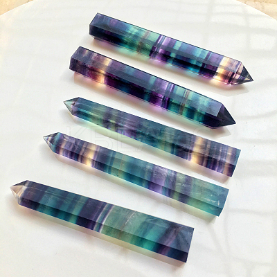 Natural Colorful Fluorite Pointed Prism Bar Home Display Decoration G-PW0007-098D-1