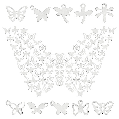 200Pcs 10 Styles 201 Stainless Steel Charms STAS-SC0002-87-1