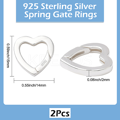 2Pcs 925 Sterling Silver Spring Gate Rings STER-SC0001-56-1