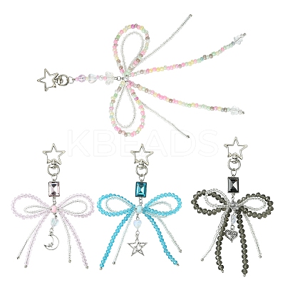 Alloy Glass Chip Pendant Decoration HJEW-FZ00038-1