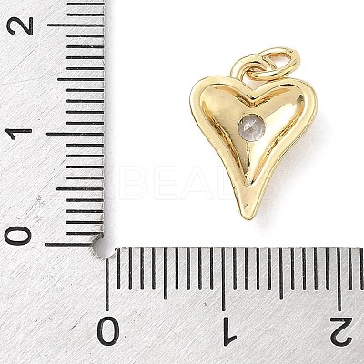 Brass Cubic Zirconia Heart Charms KK-K368-47G-1