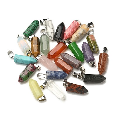 Natural & Synthetic Mixed Gemstone Pendants G-Z067-07P-01-1