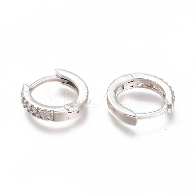 Brass Micro Pave Clear Cubic Zirconia Huggie Hoop Earrings ZIRC-H102-07P-1