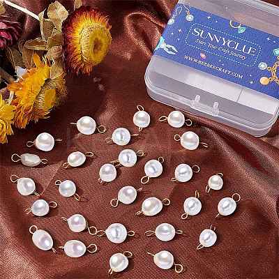 30Pcs Natural Cultured Freshwater Pearl Beads Links Connectors FIND-SC0004-25-1